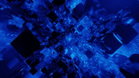 Rotating Blue Blocks Tunnel Loop Video stock 168694077