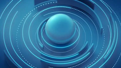 Rotating blue circle elements seamless loop 3D render animation Stock Footage 120489966