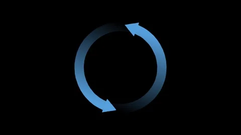 Rotating Blue Circular Arrow Animation on Black Background Stock Footage 321121972