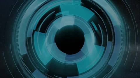 Rotating blue circular elements with animation in futuristic digital school Stock Footage 313425665