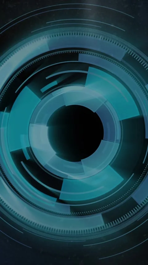 Rotating blue circular elements with animation in futuristic digital school Stock Footage 319728276