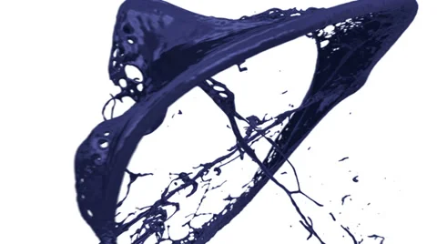 Rotating blue color splashes in slow motion (FULL HD) Video stock 37038015