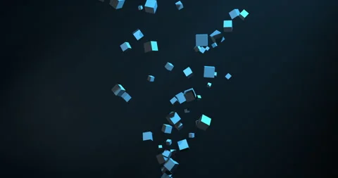 Rotating blue cubes flying up from one point Stock Footage 308461523