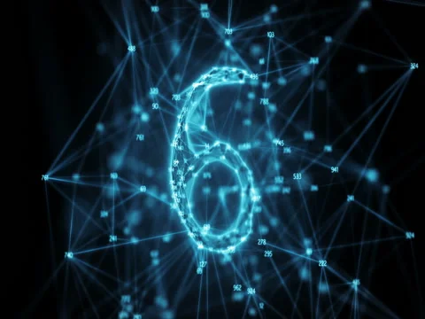 Rotating Blue Glow Random Digits Plexus Countdown Abstract Motion Alpha Matte 4k Stock Footage 82711632