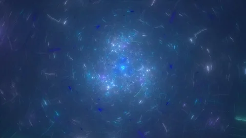 Rotating blue glowing particles in space Stock Footage 122901809