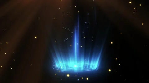 Rotating blue holographic stage light beam spotlight effect with background Vidéo 344290184