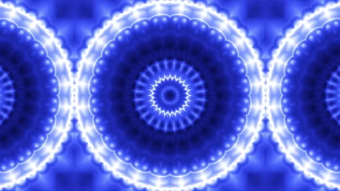 Rotating blue mandala with glowing lotus shapes and sacred geometry, mystical Stock Footage 339187596