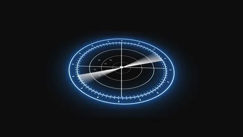 Rotating blue neon radar scan animation futuristic HUD glowing signals 4K. .. Stock Footage 321456813