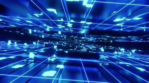 Rotating Blue Neon Tunnel Loop Stock-Footage 165148066