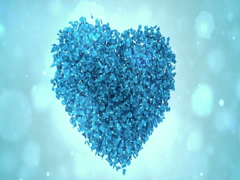 Rotating Blue Rose Flower Petals In Heart Shape Background Loop 4k Video stock 71474535