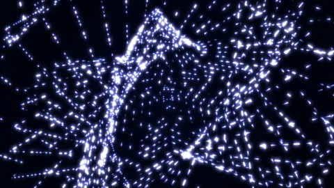 Rotating blue stars from flickering lines. Seamless loop Stock Footage 111615932
