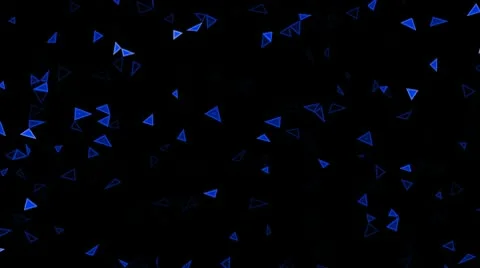 Rotating blue triangles (splinters, crystals). Видео 9569516