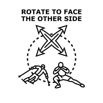 Rotating body movement and dynamic sports position concept Stock Illustration