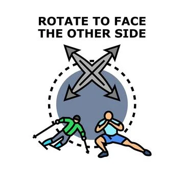 Rotating body movement and dynamic sports position concept Stock Illustration
