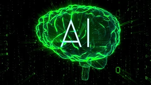 Rotating brain, binary code - AI concept Stock Footage 314199630