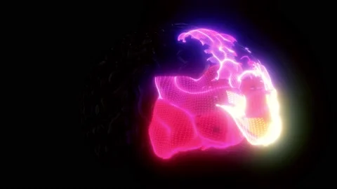 Rotating Brain Model with Neural Network Impulses Showing Brainstorming Video stock 145219453