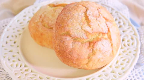 Rotating bread rolls fresh and crusty Stock Footage 59779889