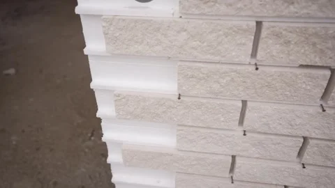 Rotating brick and insulation panel for energy efficient building Video stock 305025246