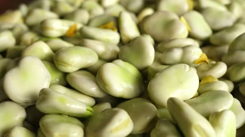 Rotating broad beans green fresh turning round Stock-Footage 136948178