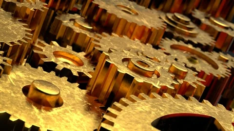 Rotating Bronze Gears Looped 3D Animation 動画素材 247119092
