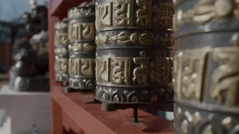 Rotating of buddhist cylinders Stock Footage 122274875