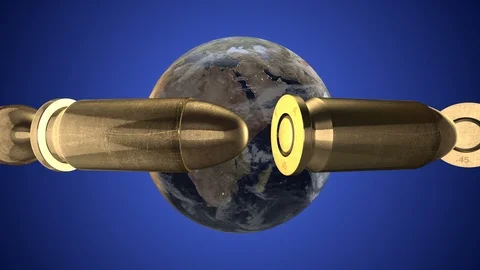 Rotating bullets around the rotating world Video stock 85652470