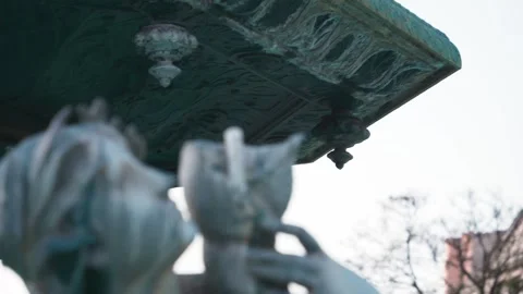 Rotating camera close up of Fonte Norte do Rossio Fountain in Lisbon, Portu.. Stock Footage 270289101