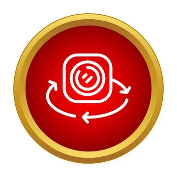 Rotating camera view icon in red circle Stock Illustration