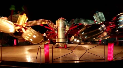 Rotating Carousel At A Luna Park Stock Footage 42479062