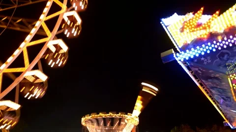 Rotating Carousel At An Luna Park Stock Footage 52100327