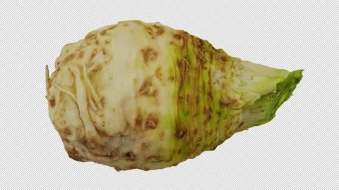Rotating Celery Root on Transparent Background (Looping with Alpha Channel) Video stock 139742622