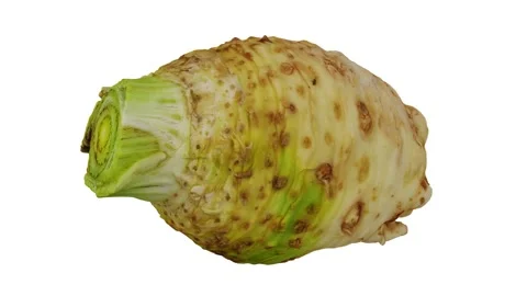 Rotating Celery Root on White Background (Looping) Video stock 139735616