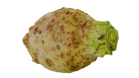 Rotating Celery Root on White Background (Looping) Video stock 139736596