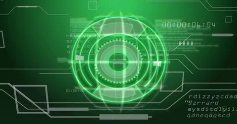 Rotating central luminous concentric holo interface pulsing on virtual HUD, with 스톡 일러스트