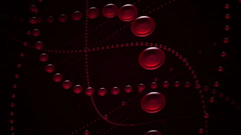 Rotating Chain of Red Blood Cells on a Black Background Stock Footage 338436876