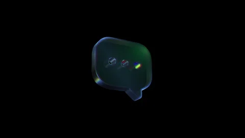Rotating chat bubble icon on black background Stock Footage 314732033