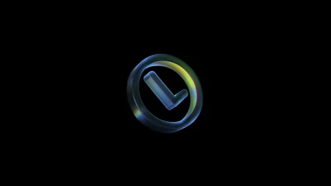 Rotating check mark symbol on black background Stock Footage 316249646