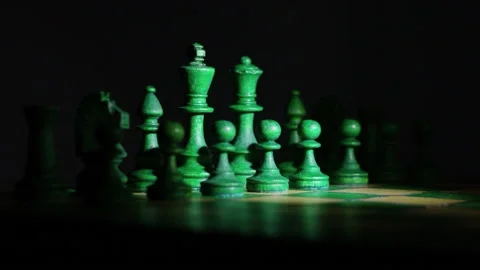 Rotating chess board in almost full darkness Video stock 148942077