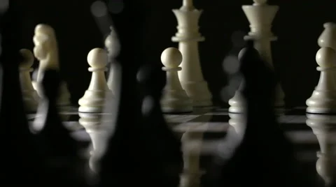 Rotating Chess Board Black and White Pieces 3 Stock Footage 61406452