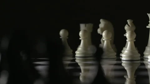 Rotating Chess Board Black and White Pieces 4 Stock Footage 61406577