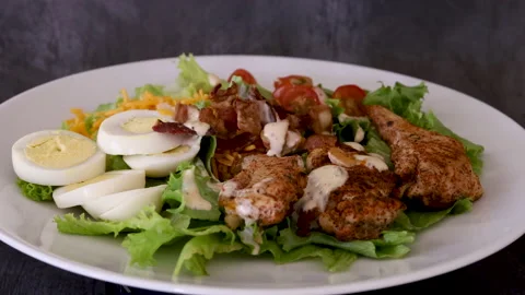 Rotating Chicken Cobb Salad Stock Footage 140654686