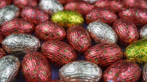 Rotating Chocolate Easter Eggs. Stock Footage 150445358