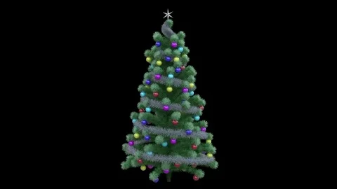 Rotating Christmas tree with alpha mask Stock Footage 69172946