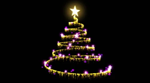 Rotating Christmas Tree Animation - Loop Gold Purple Stock Footage 43048972