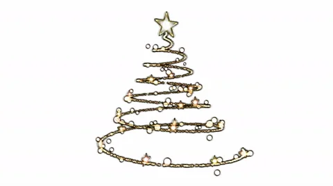 Rotating Christmas Tree Animation - Loop Golden Stock Footage 55889947