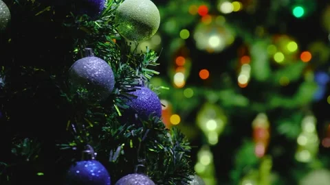 Rotating Christmas tree with decorations and lights. New Years and Christmas. Stock Footage