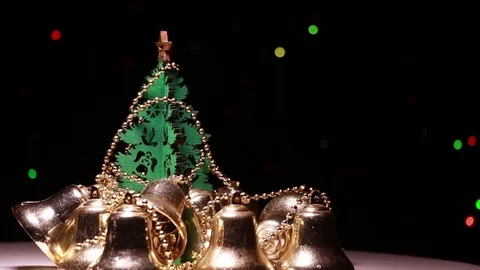 Rotating Christmas tree with gold bells Stock Footage 83608301