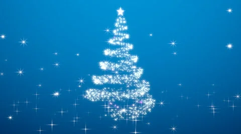 Rotating christmas tree shape with stars - blue variant Stock Footage 66287987