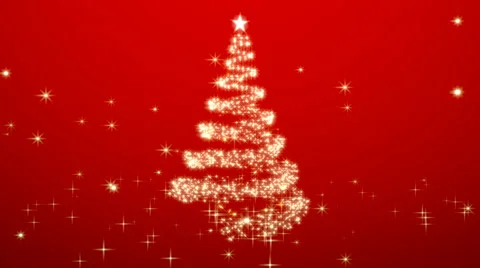 Rotating christmas tree shape with stars - red variant Video stock 66289403
