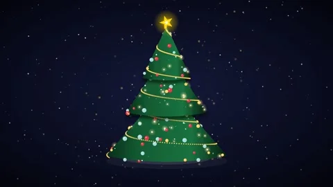 Rotating Christmas Tree With Shining Lights In The Night Видео 331268442
